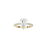 Pear Shape Comtemporary Four Prong Setting with pave band YG