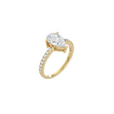 Pear Shape Comtemporary Four Prong Setting with pave band YG