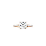 Round Cut Comtemporary Four Prong Setting with pave band RG