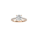 Round Cut Comtemporary Four Prong Setting with pave band RG