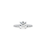 Round Cut Comtemporary Four Prong Setting with pave band WG