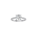 Round Cut Comtemporary Four Prong Setting with pave band WG