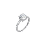 Round Cut Comtemporary Four Prong Setting with pave band WG