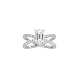 Emerald Cut X Pavé Band Ring WG