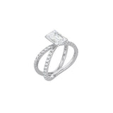 Emerald Cut X Pavé Band Ring WG