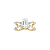 Emerald Cut X Pavé Band Ring YG