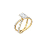 Emerald Cut X Pavé Band Ring YG