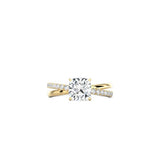 Cushion Cut Diamond and Gold Cross Band YG