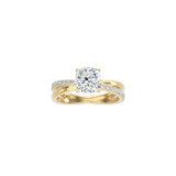 Cushion Cut Diamond and Gold Cross Band YG