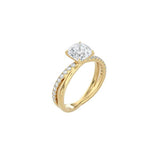 Cushion Cut Diamond and Gold Cross Band YG