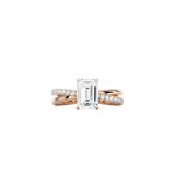 Emerald Cut Diamond and Gold Cross Band RG