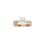 Emerald Cut Diamond and Gold Cross Band RG