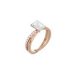 Emerald Cut Diamond and Gold Cross Band RG