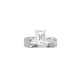 Emerald Cut Diamond and Gold Cross Band WG