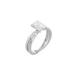 Emerald Cut Diamond and Gold Cross Band WG