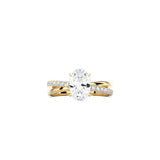 Oval Cut Diamond and Gold Cross Band YG