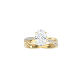 Oval Cut Diamond and Gold Cross Band YG