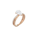 Pear Shape Diamond and Gold Cross Band RG