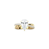 Pear Shape Diamond and Gold Cross Band YG