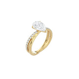 Pear Shape Diamond and Gold Cross Band YG