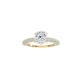 Cushion Cut Triple Row Pavé Band YG