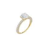 Cushion Cut Triple Row Pavé Band YG