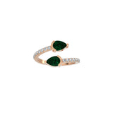 Emerald Pear Duo Cuff Ring