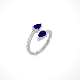 Sapphire Pear Duo Cuff Ring