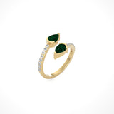 Emerald Pear Duo Cuff Ring